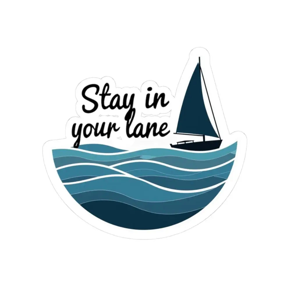 Sailboat sticker with ocean waves from Even Keel Stay Your Lane Nautical collection
