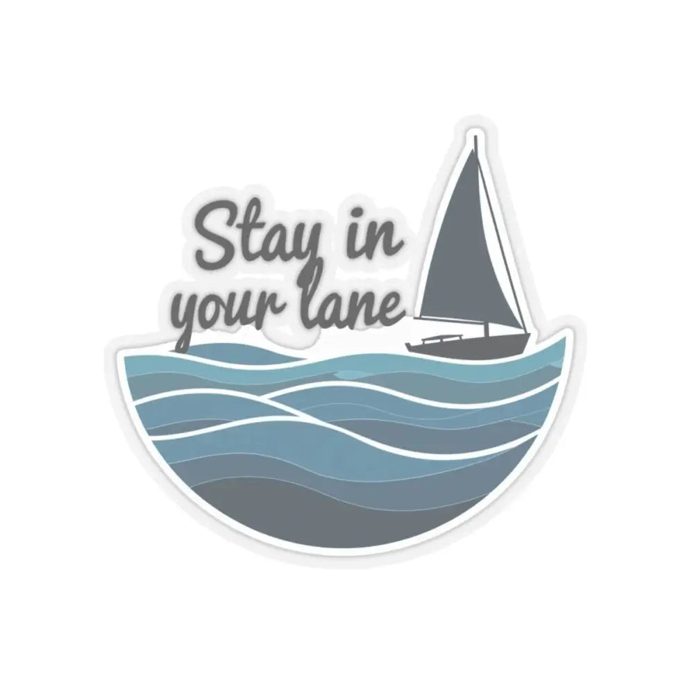 Sailboat sticker with ocean waves from Even Keel Stay Your Lane Nautical collection
