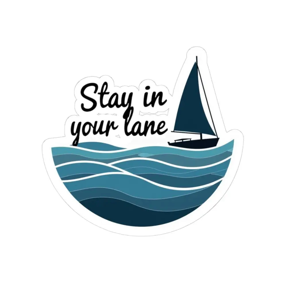 Sailboat sticker featuring ocean waves for Even Keel Stay Your Lane theme
