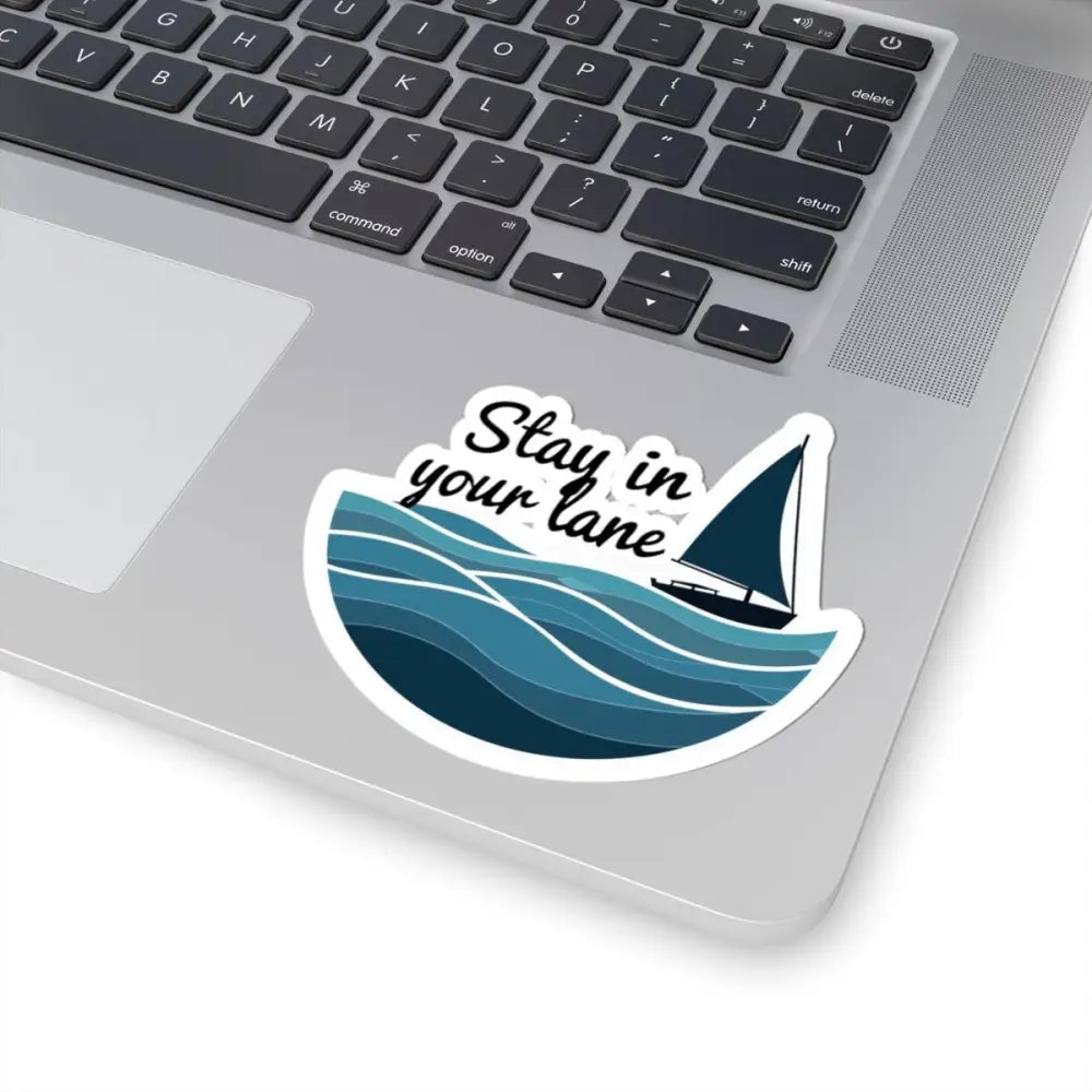 Sailboat sticker with ocean waves from Even Keel Stay Your Lane Nautical collection