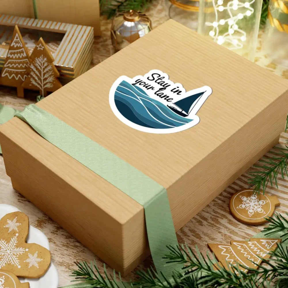 Gift box featuring Even Keel Stay Your Lane Nautical Sailboat Sticker design