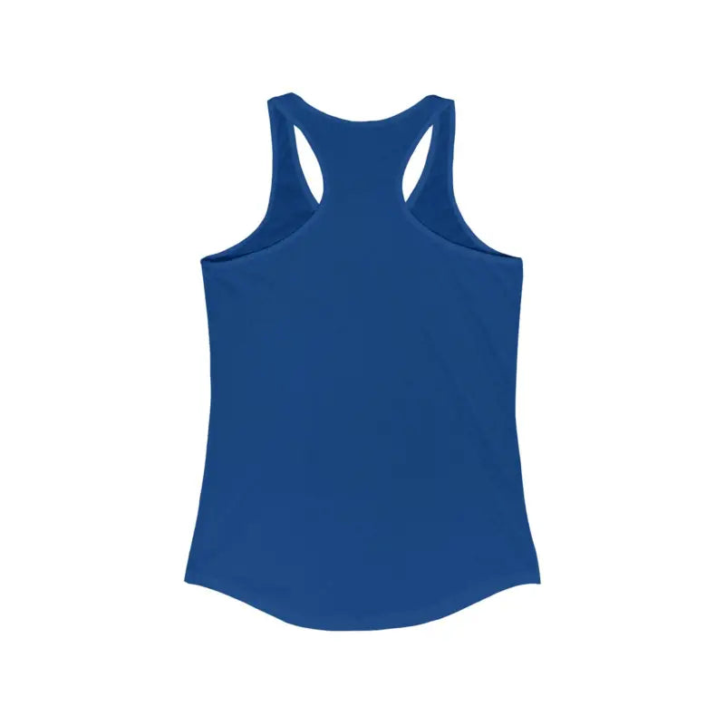 Blue racerback tank top from Even Keel for women’s active lifestyle apparel