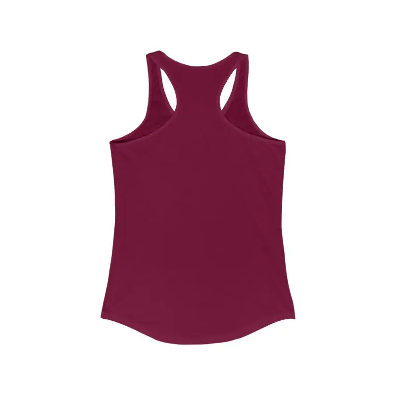 Maroon racerback tank top from Even Keel for an active lifestyle in women’s wear