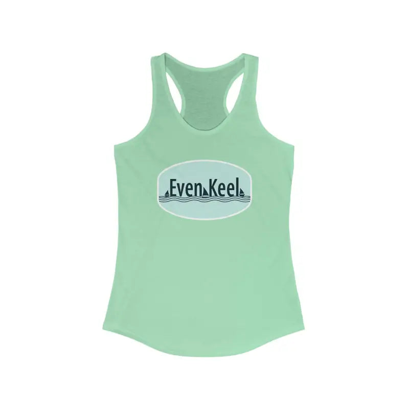 Mint green racerback tank top from Even Keel for women’s active lifestyle
