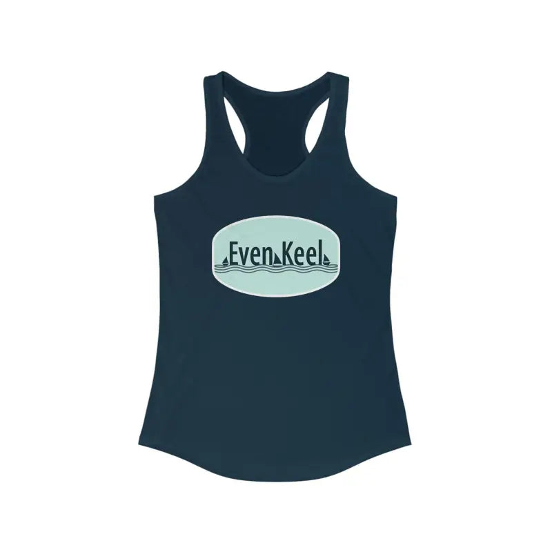 Navy blue racerback tank top from Even Keel for women’s active lifestyle wear