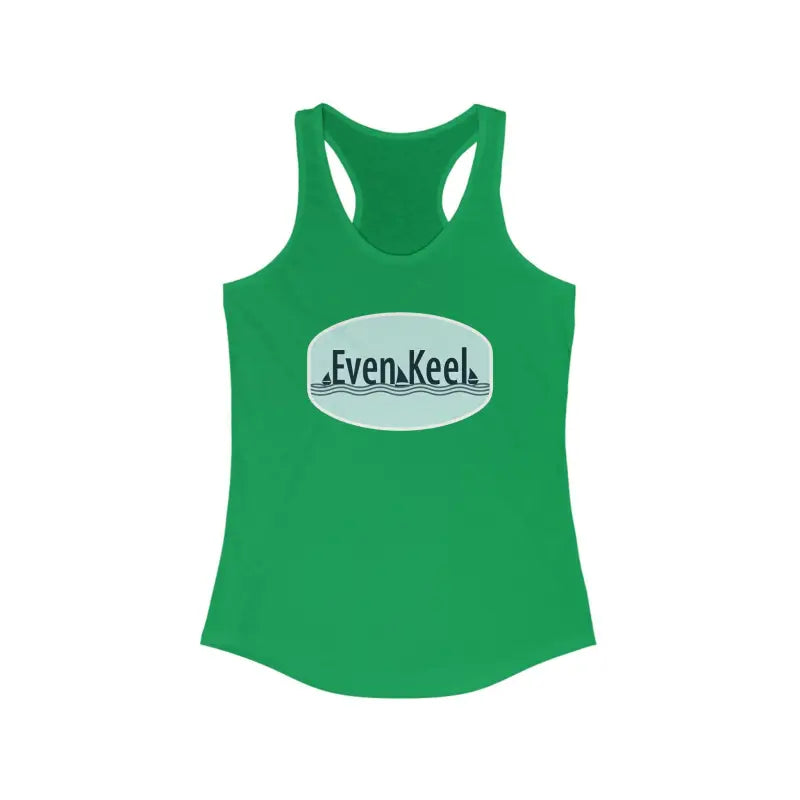 Green racerback tank top from Even Keel, ideal for women’s active lifestyles