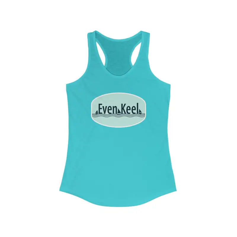 Turquoise racerback tank top from Even Keel for a stylish active lifestyle