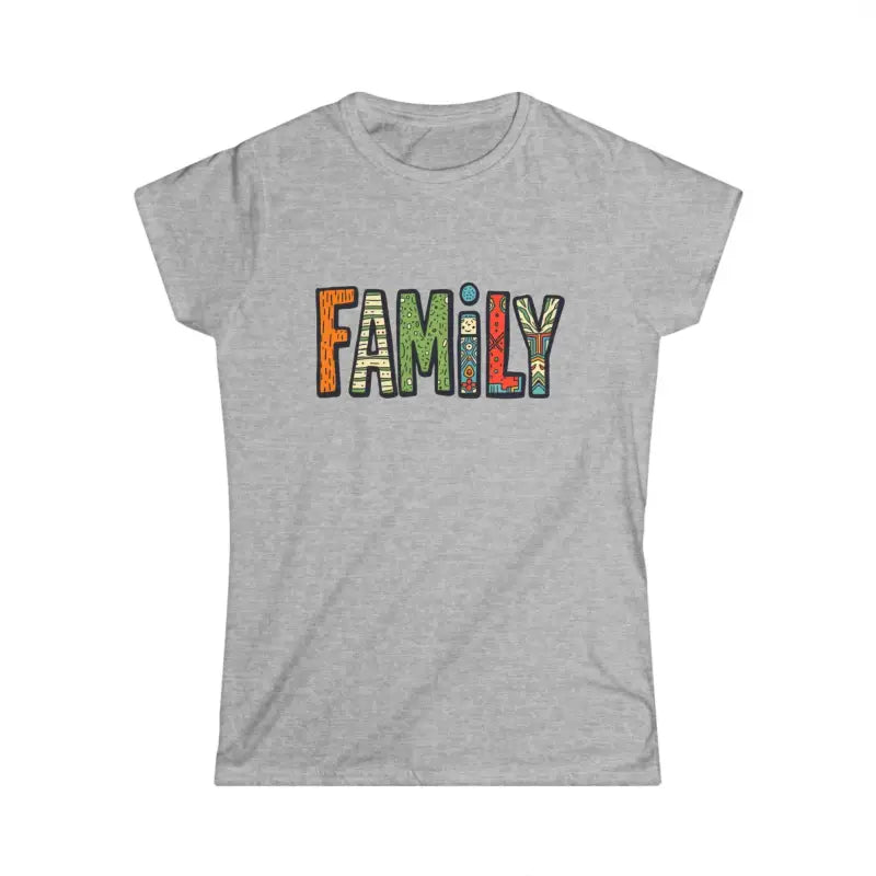 Gray t-shirt featuring FAMILY design from Family Tee Womens Softstyle Casual T Shirt
