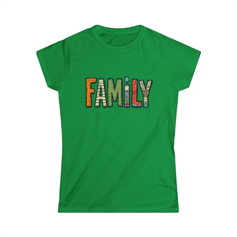 Green Family design t-shirt displayed in Family Tee Womens Softstyle Casual T Shirt