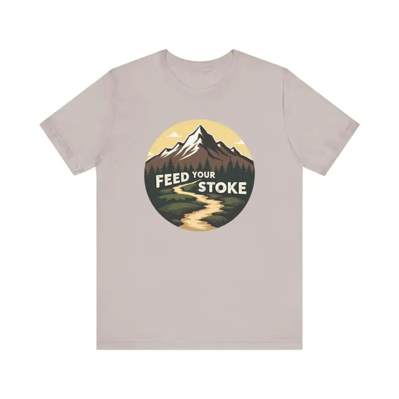 Feed Your Stoke Mountain Graphic T-Shirt featuring a stunning mountain design