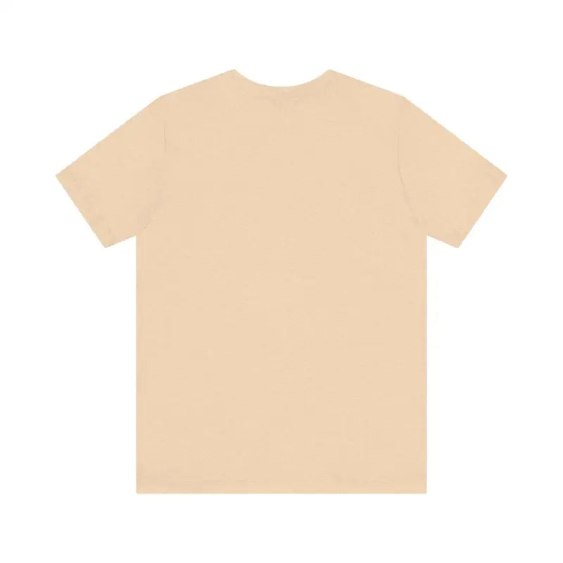 Beige short-sleeve t-shirt featuring Feed Your Stoke Mountain graphic design