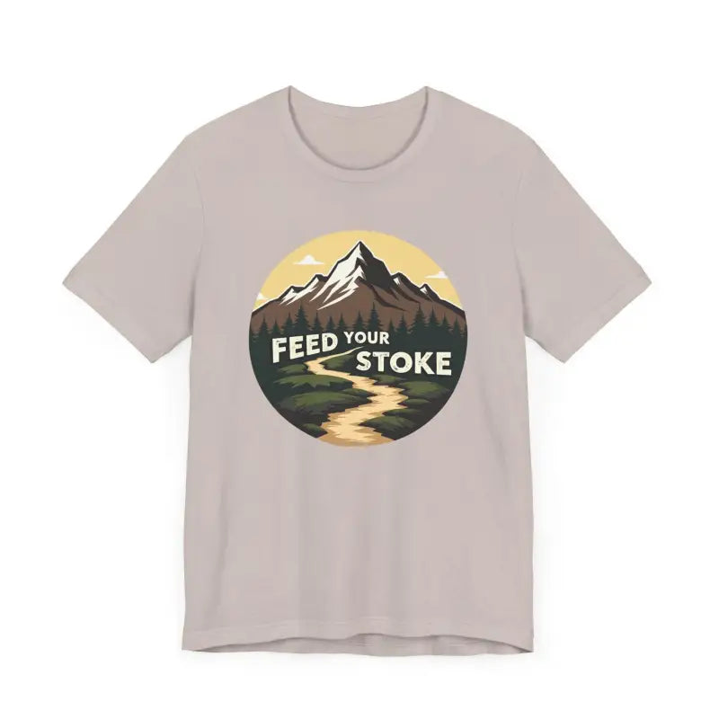 Feed Your Stoke Mountain Graphic T-Shirt featuring a stylish mountain design