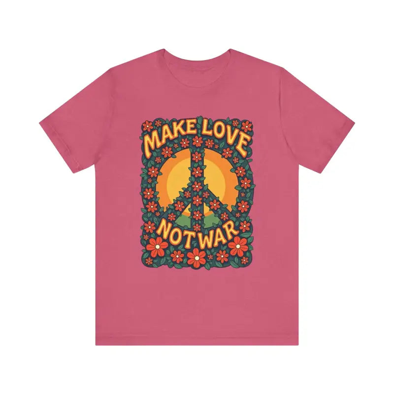 Pink Retro Peace Sign T-Shirt featuring a floral design for casual and activist wear