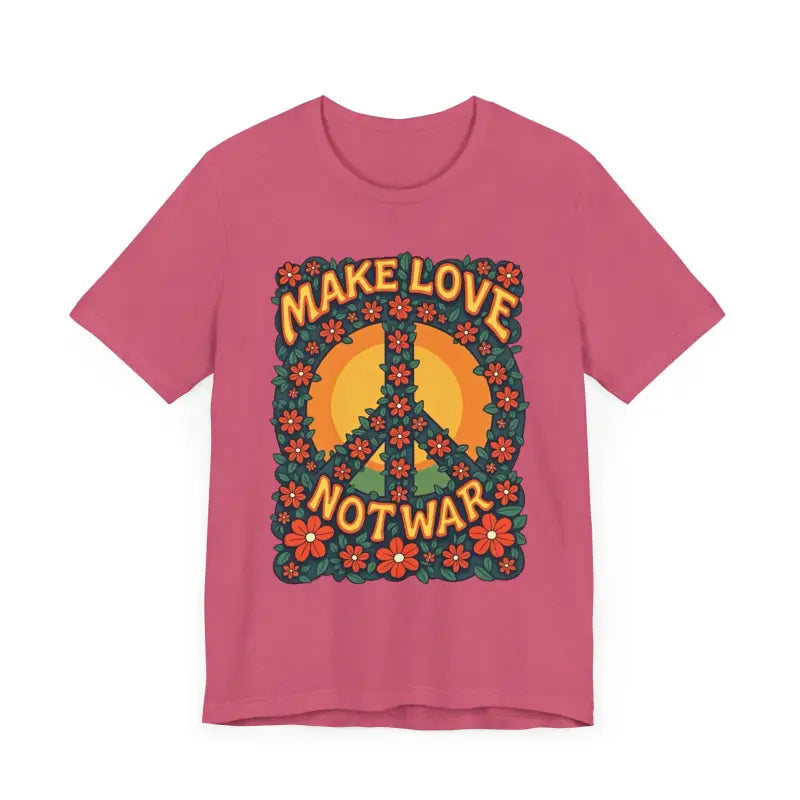 Pink Retro Peace Sign T-Shirt featuring a floral design for casual and activist wear