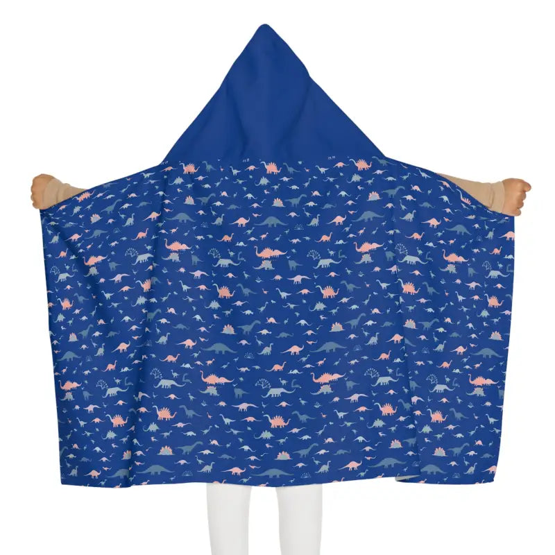 Blue hooded dinosaur towel in Fun Dinosaur Youth Hooded Towel for kids’ bathing