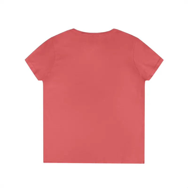 Reddish-pink short-sleeved Gansett Design Retro Sunrise V Neck T-Shirt for Women