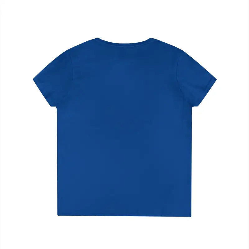 Blue women’s Gansett Design Retro Sunrise V Neck T-Shirt displayed on a neutral background