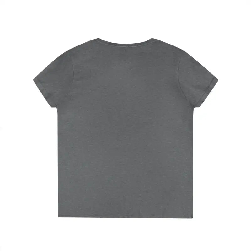 Gray short-sleeved V-neck t-shirt from Gansett Design Retro Sunrise for women