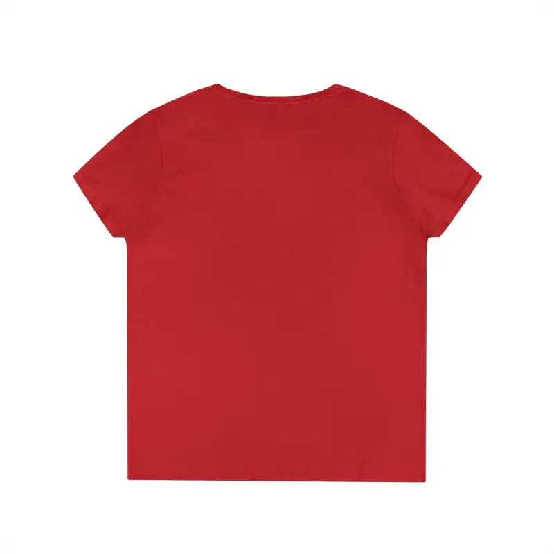 Red short-sleeved Gansett Design Retro Sunrise V Neck T-shirt for women