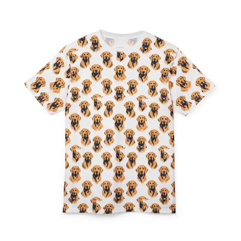 Dog-patterned t-shirt featuring Golden Retriever design for pet lovers