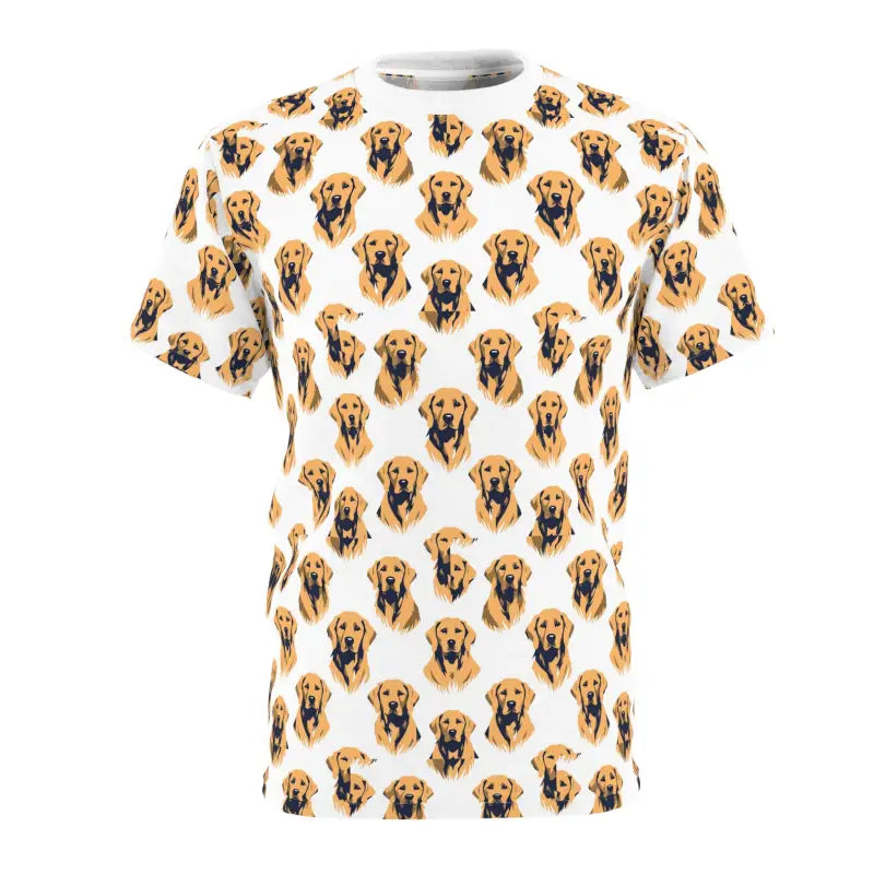 Dog-patterned t-shirt featuring Golden Retriever design for pet lovers