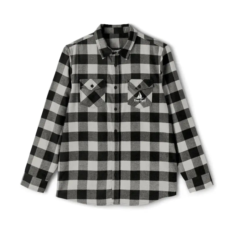 Black and gray plaid flannel shirt featured in Gray and Black Plaid Flannel Shirt product