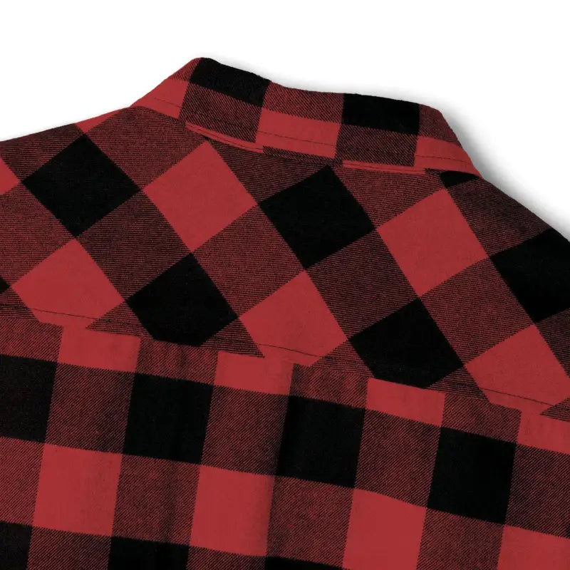Red and black checkered shirt featured in Gray and Black Plaid Flannel Shirt product