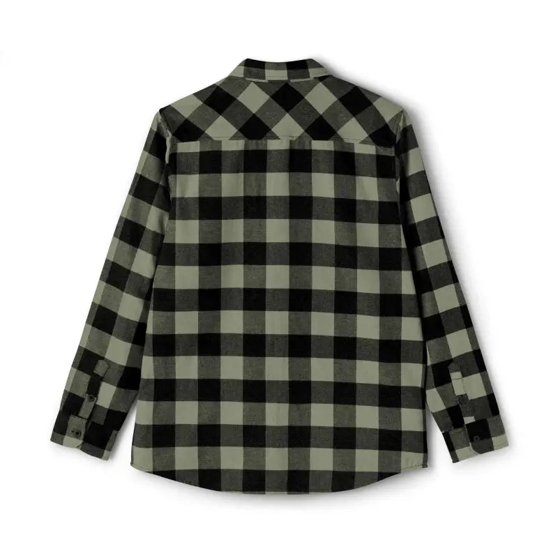 Gray and Black Plaid Flannel Shirt with long sleeves displayed on a neutral background