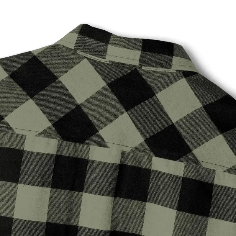 Black and gray checkered shirt featured in Gray and Black Plaid Flannel Shirt
