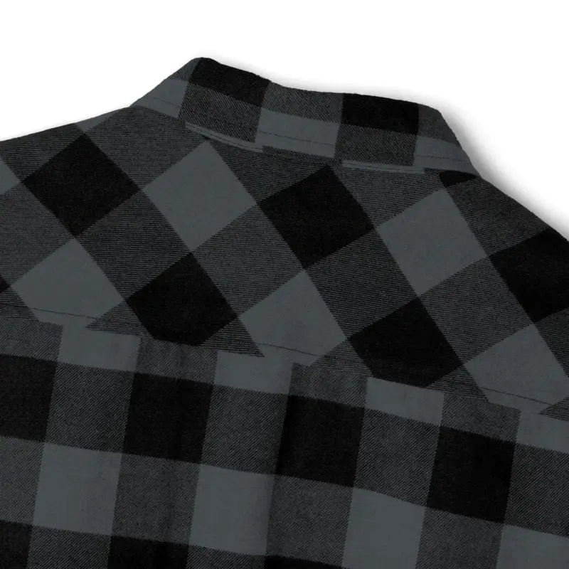 Gray and black plaid flannel shirt featuring a stylish checkered pattern