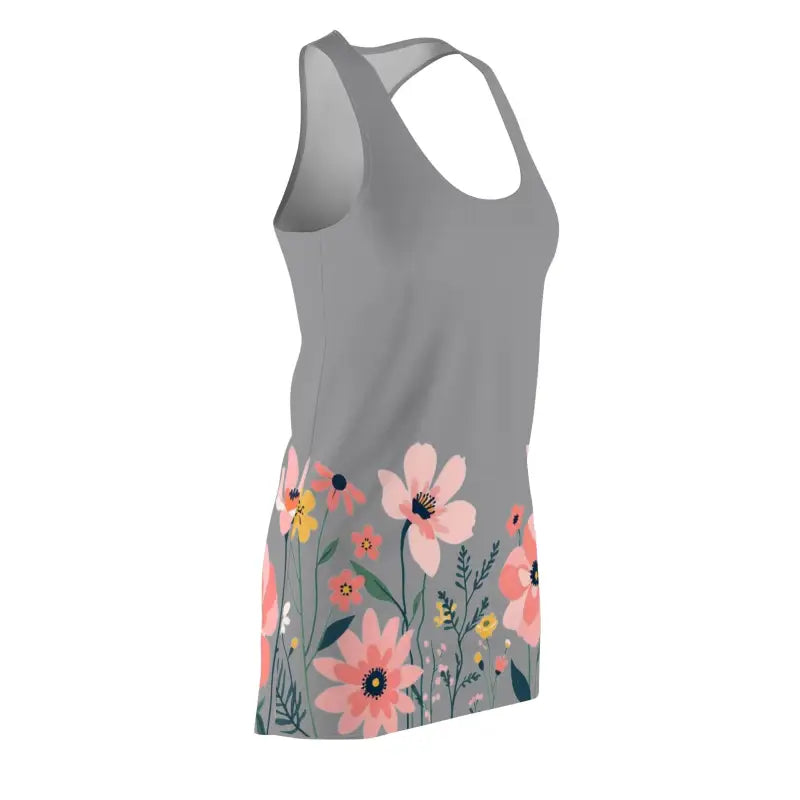 Gray Floral Racerback Dress for Women featuring a stylish and elegant tank design