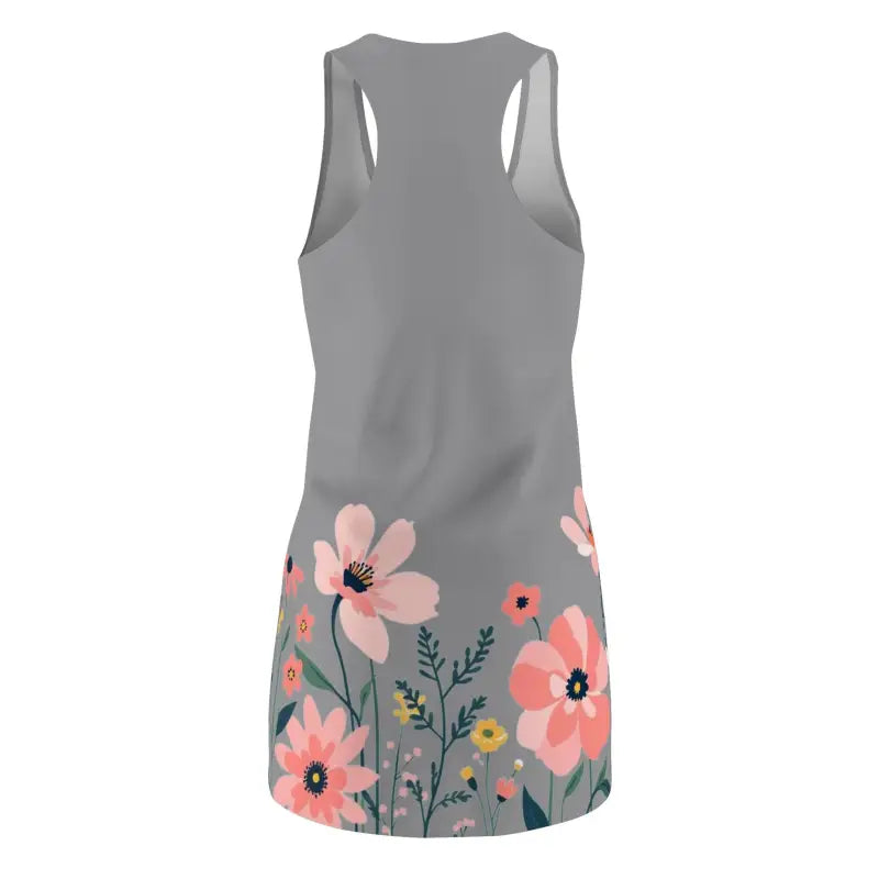 Gray Floral Racerback Dress for Women featuring a stylish floral print tank design