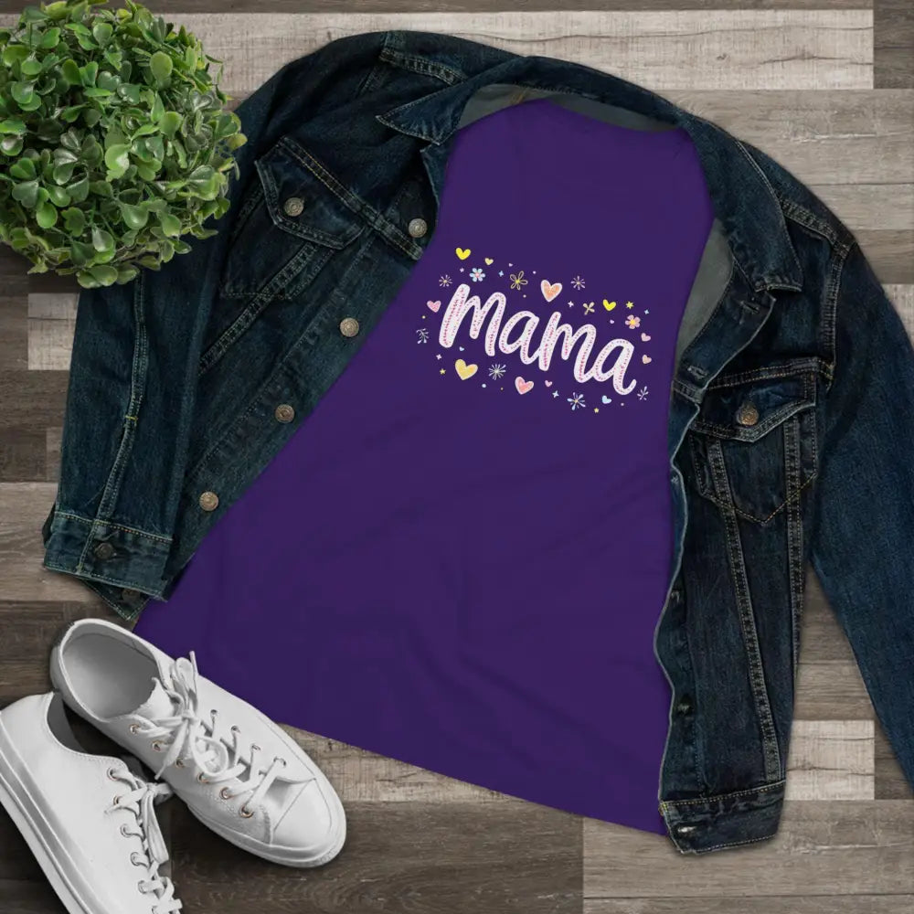 Purple Mama T-shirt displayed as part of Gray Mama Heart Women’s T Shirt collection