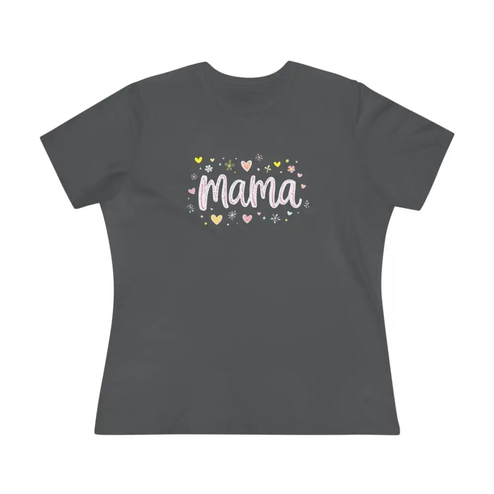 Gray Mama Heart Women’s T Shirt featuring a stylish mama design on a gray background