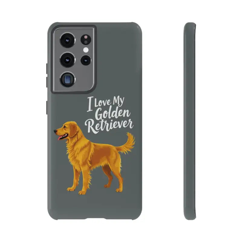 Gray Phone Case with Golden Retriever Design for iPhone 16 Pro