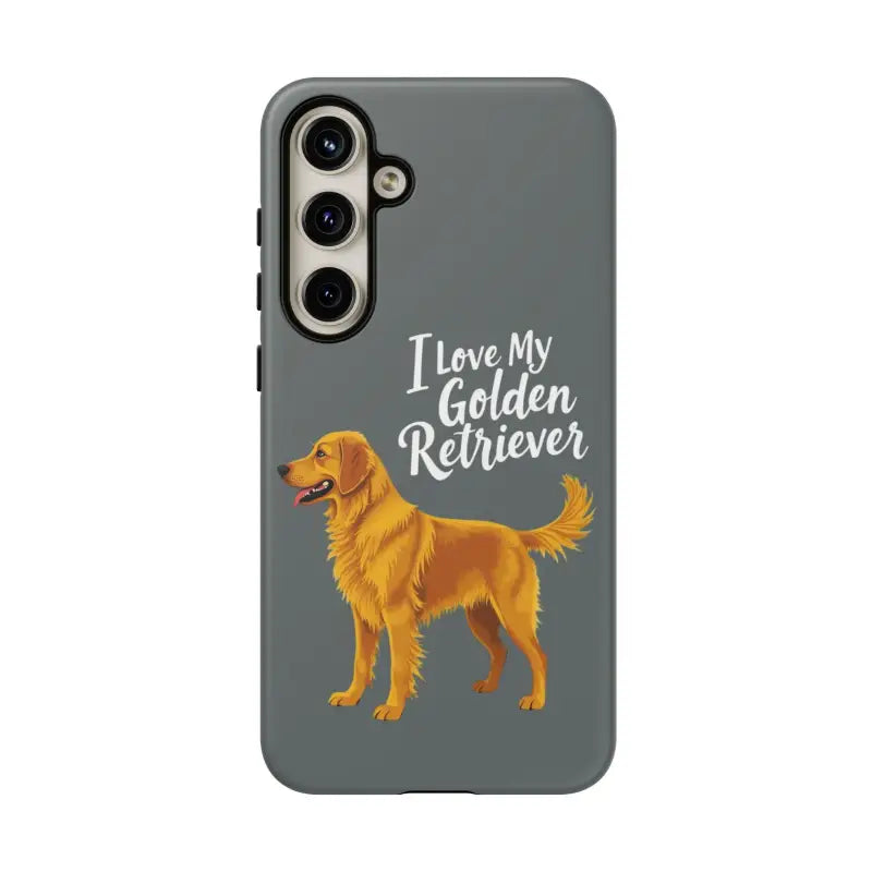 Gray Phone Case Featuring Golden Retriever Design for iPhone 16 Pro