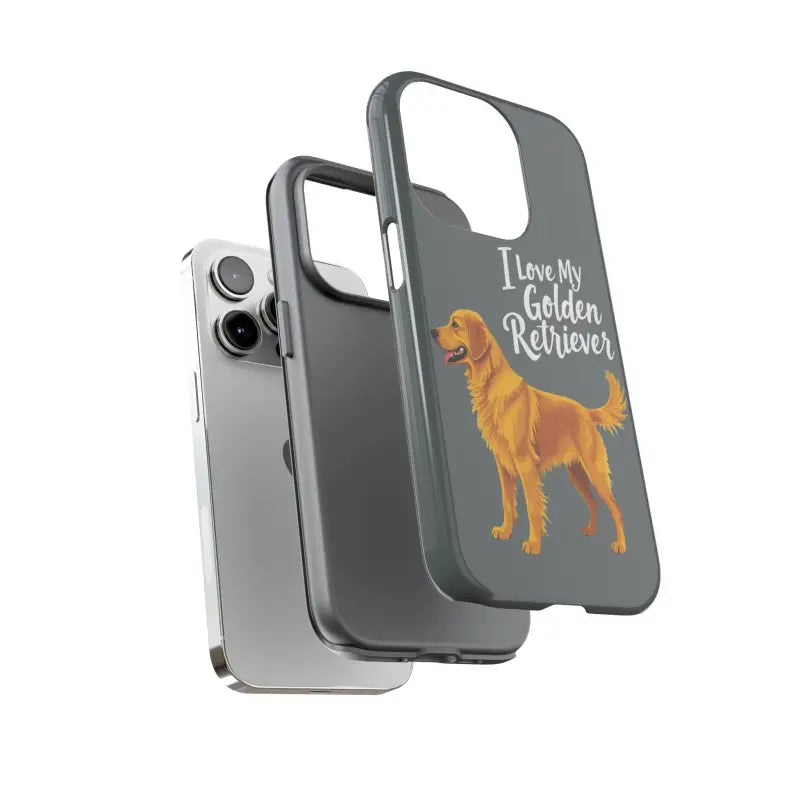 Gray Phone Case showcasing Golden Retriever design for iPhone 16 Pro