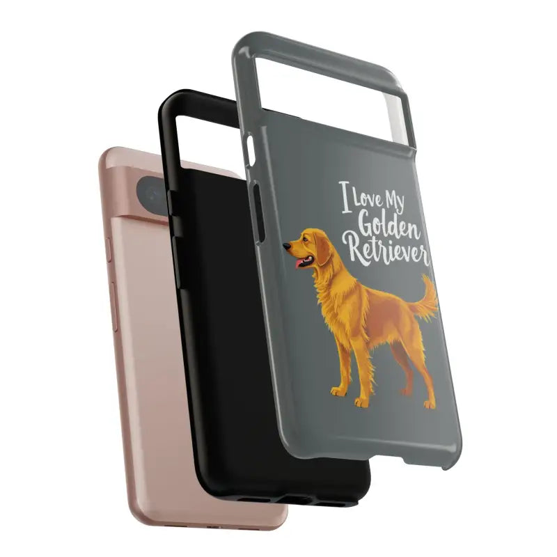 Gray Phone Case for iPhone 16 Pro with Golden Retriever Design