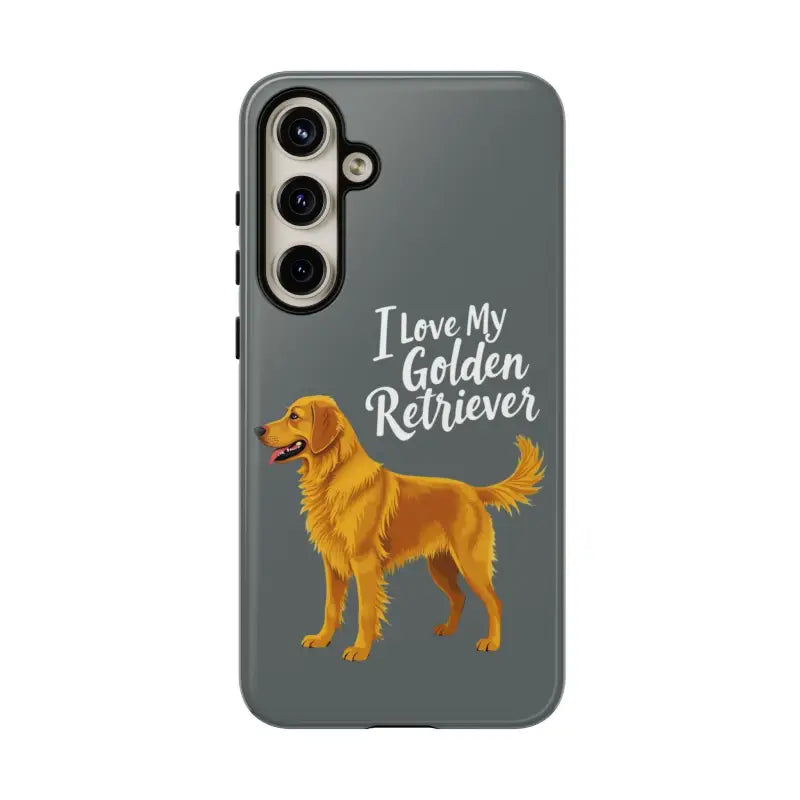 Gray Phone Case Featuring Golden Retriever Design for iPhone 16 Pro