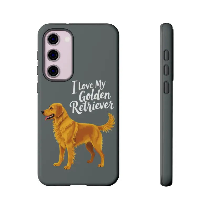 Gray Phone Case Featuring a Golden Retriever Design for iPhone 16 Pro