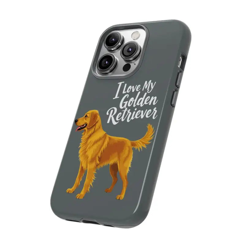 Gray Phone Case Featuring Golden Retriever Design for iPhone 16 Pro