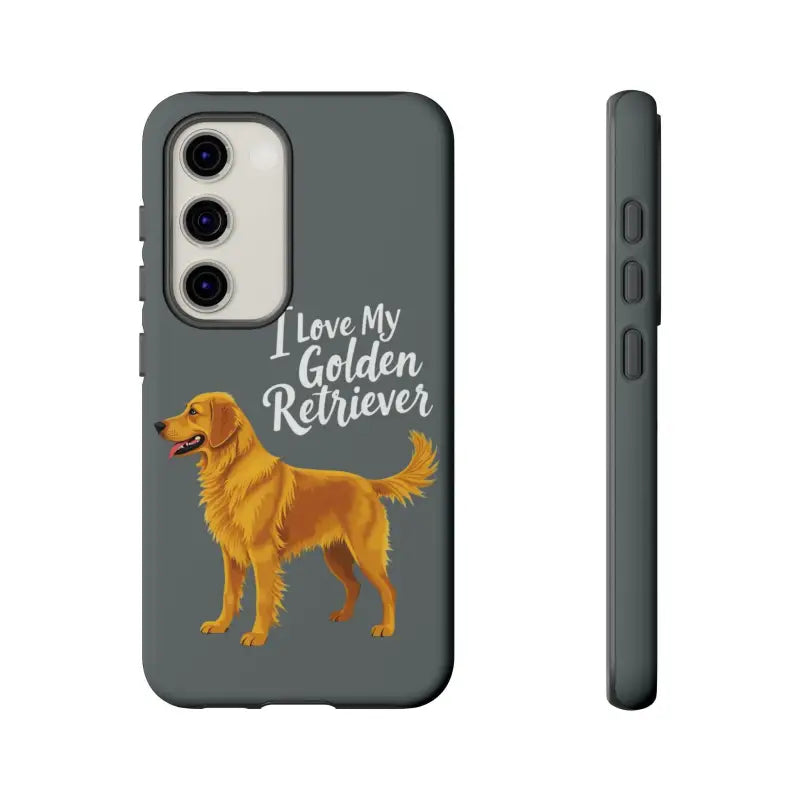 Gray Phone Case Featuring Golden Retriever Design for iPhone 16 Pro for dog lovers