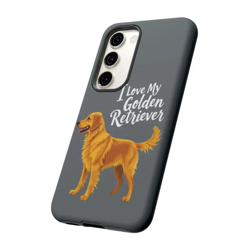 Gray Phone Case Featuring Golden Retriever Design for iPhone 16 Pro