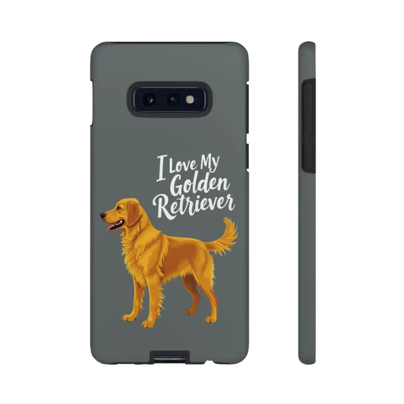 Gray Phone Case Featuring Golden Retriever Design for iPhone 16 Pro