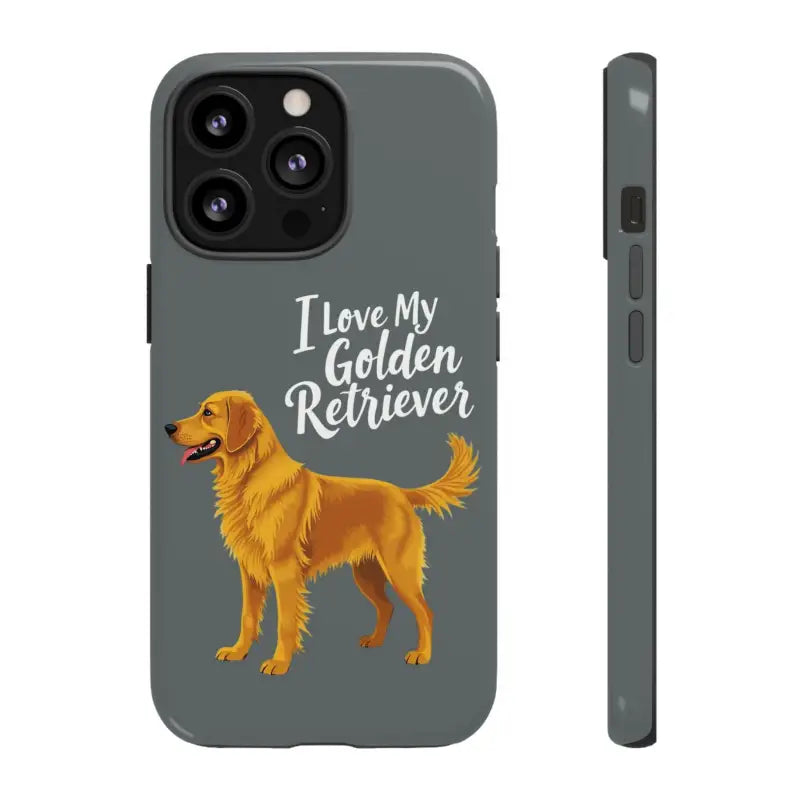 Gray Phone Case Featuring Golden Retriever Design for iPhone 16 Pro