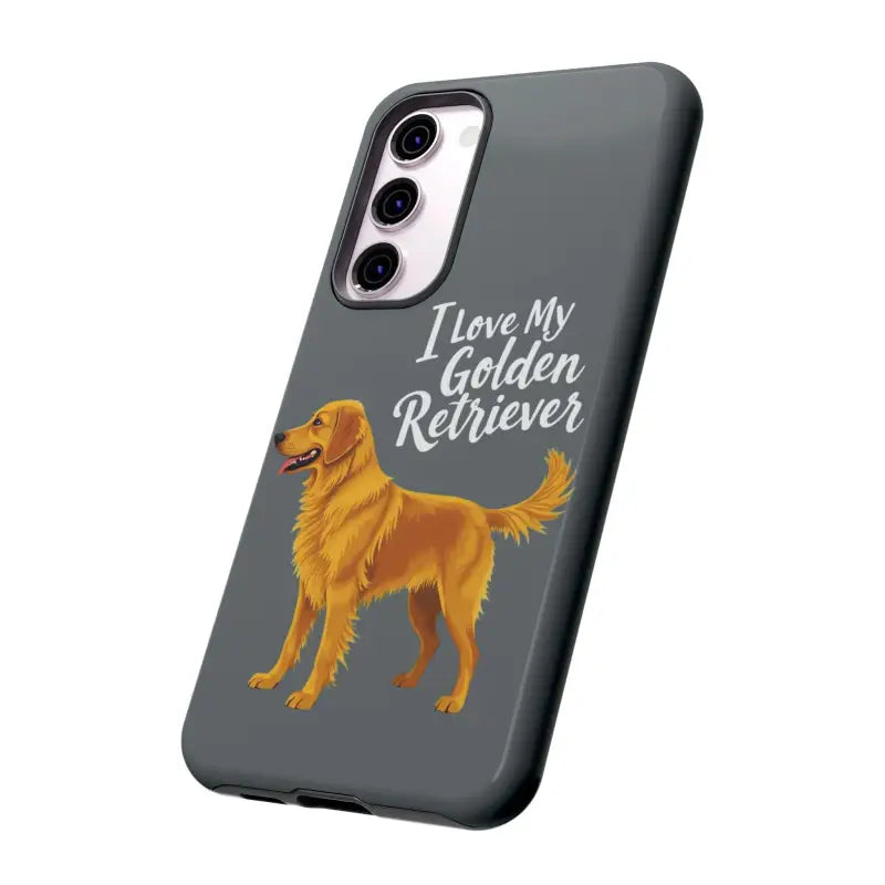 Gray Phone Case Featuring a Golden Retriever Design for iPhone 16 Pro