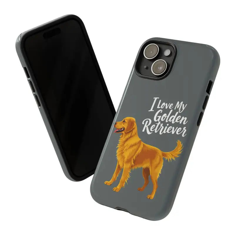 Gray Phone Case featuring Golden Retriever design for iPhone 16 Pro