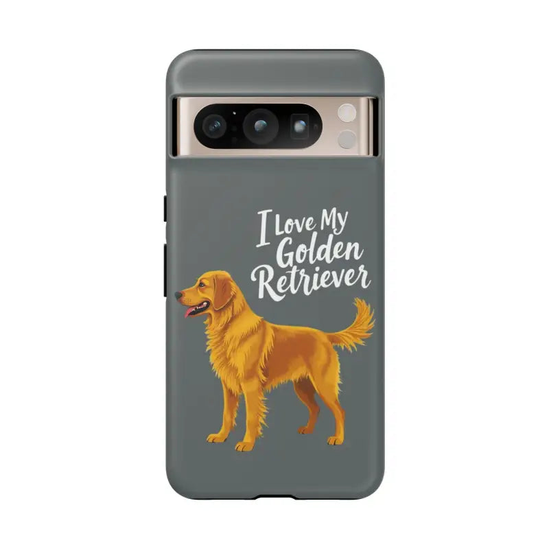Gray Phone Case Featuring a Golden Retriever Design for iPhone 16 Pro