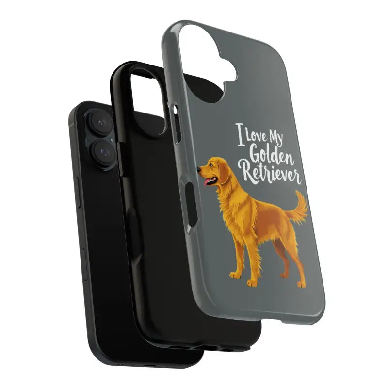 Gray Phone Case Featuring Golden Retriever Design for iPhone 16 Pro