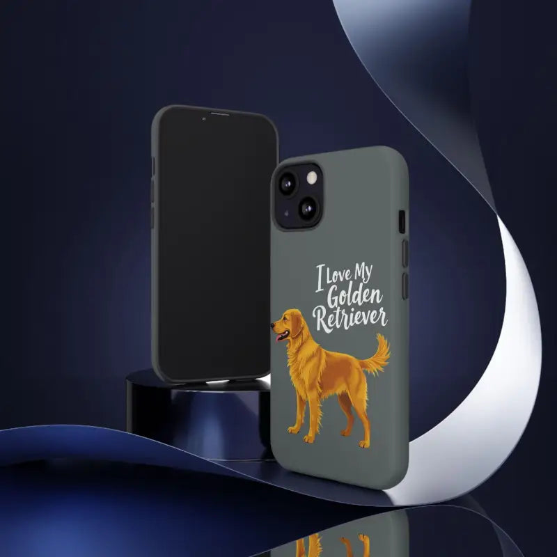Gray Phone Case with Golden Retriever Design for iPhone 16 Pro